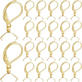 SOFPLATE 1 Box 60Pcs Stainless Steel Earring Hooks Gold Earring Findings Bulk Huggie French Lever Back Ear Wires with Pinch Bails Clasp Earring Hooks for Jewelry Making Supplies DIY Beginner Women