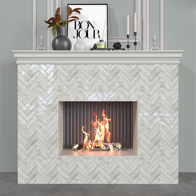 CHIHUT 12''x12'' Grey Wood Look Herringbone Peel and Stick Backsplash