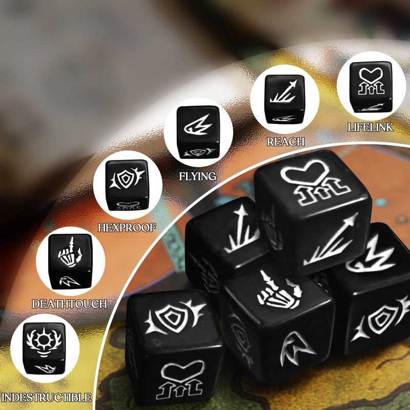 48 PCS MTG Dice Counters Set with Bulk Abilities Keywords