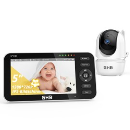 GHB Baby Monitor with Camera 5 Inch 720P HD IPS Display Baby Monitor Camera VOX Mode Intercom Night Vision Temperature Display Model 2023