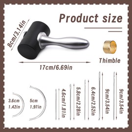 TLKKUE Leather Carving Hammer, Leather Mallet Hammer with Comfortable Aluminum Handle Leather Craft Mallet for Leather Craft DIY Engraving Punching Stamping, 6.69inch