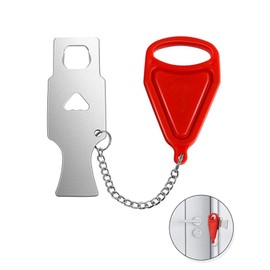 AORHOFJ 1 Piece Portable Door Lock, Security Travel Lock, Door Extra Protection Lock, Extra Security and Privacy Security Device for Hotel Apartment House College (Red)