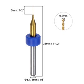 QUARKZMAN 10 Pieces PCB Drill Bits 1/8 Inch Shank 0.2 mm Titanium Coated Carbide Micro Twist Mini Drill Bit Set Rotary Drilling Tool for PCB Jewelry CNC Engraving