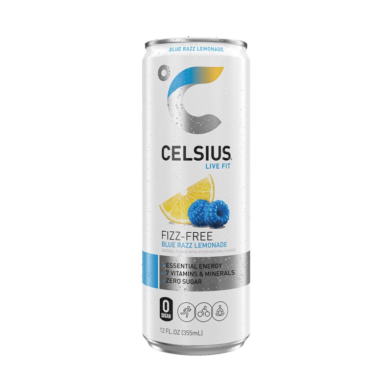 CELSIUS Fizz Free Blue Razz Lemonade, Sugar Free Energy Drink,