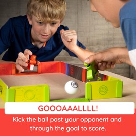 Fat Brain Toys Foosbots Stadium Battle ​| Spinning Robot Table Football Game | Includes 2 Foosbots, 1 Ball, Customisable Stadium, Bonus Training Camp | Kids Toys for Ages 6+ Years