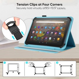 Pudazvi Universal 10 10.1 Inch Android Tablet Case,360 Degree Rotatable Kickstand Multiple Viewing Stand Case Cover for 9.6" 10" 10.1" 10.5" and All 9.5-10.5 Inch Touchscreen Tablet,Painting Dog