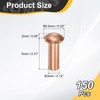 sourcing map 150 Pcs Copper Solid Rivets, 0.12"x0.31" Half Round