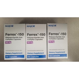 Major Major Ferrex-150 Polysaccharide-Iron Complex 150mg - 100 Unit Dose Capsules