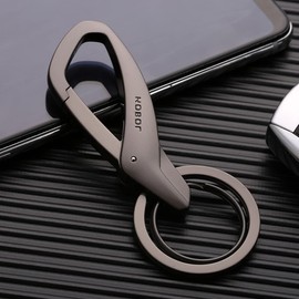 Rockyu Keychain, Men's, Cool Gray, Silver, Black, Carabiner, Hook, Keychain, Durable, Lightweight, Zinc Alloy, Stylish, Car, Motorcycle, Home, Keyring, Black