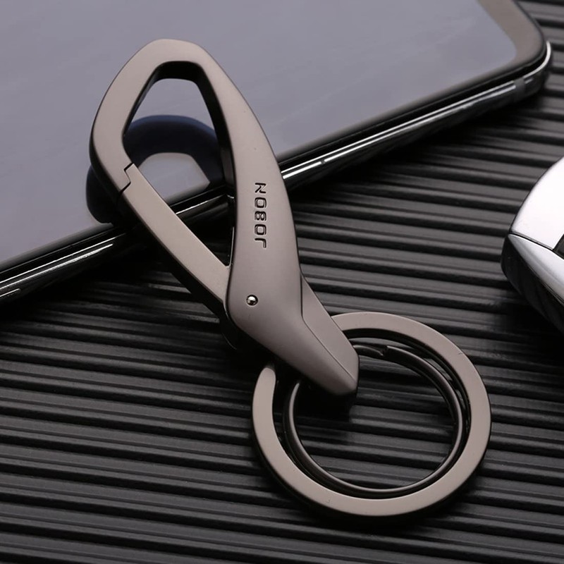 Rockyu Keychain, Men's, Cool Gray, Silver, Black, Carabiner, Hook, Keychain,