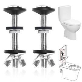 Universal Toilet Seat Bolts Kit, 2PCS Heavy Duty Toilet Tank Bolts Replacement Toilet Seat Screws and Rubber Washers Gaskets with Extra Long Nut for Toilet Mounting and Repair