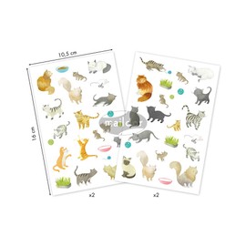 Maildor - Ref AE018O - Mimi Stick' Stickers Set (Pack of 4 Sheets) - Cats at Play Designs - 10.5 x 16cm Sheets, 86 Stickers Included, Suitable for Educational Use