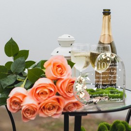 Wedding Present for Her Wife Husband Acrylic Happy Wedding Present for Woman Crystal Heart Marriage Keepsake for Wife Husband Girlfriend Boyfriend (10th Style)