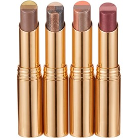 Paquete de 4 barras de sombra ojos 3 colores, barra sombra ojos en crema para un maquillaje fácil, tono tierra mate, nacarado, naranja pardusco brillante, rosa