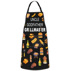Grill Master Apron For Men BBQ Chef Aprons Grilling Aprons For Uncle Godfather Grill Apron Grilling Dad Gift (UNCLE GODFATHER uk)
