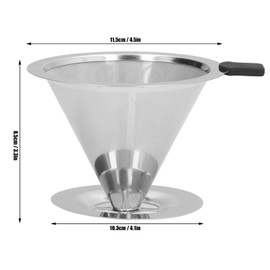 Stainless Steel Coffee Dripper, Reusable Hand-Brewed Coffee Pot Filter Drip Cone Coffee Filter-Free Paper Funnel for Kitchen Tool (2-4 Cups)