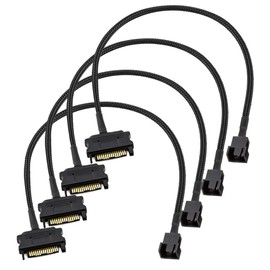 Gebildet 4pcs SATA to 3 Pin / 4 Pin PMW 12V PC Case Fan Power Adapter Cable, 3-Pin or 4-Pin (PWM Connector) to 15 Pin SATA Computer Cooler Cooling Fan Power Cable