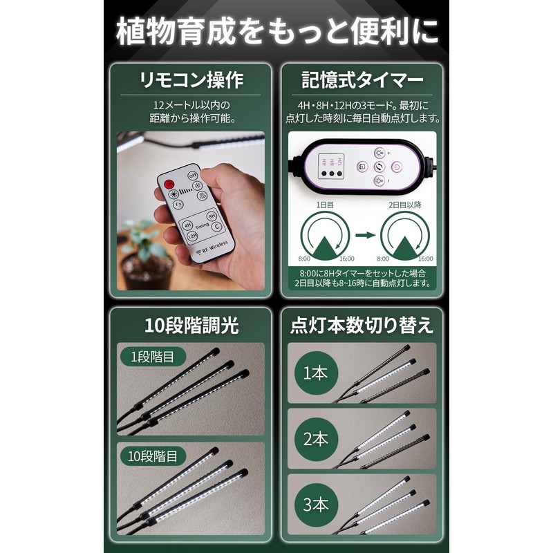 Mendel Plant Growing Light LED Stand Remote Control with Timer