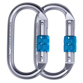 25kn Climbing Carabiner Clip - Heavy Duty O-Shape Steel Locking Caribeaner - UIAA/CE Certified Rock Climbing Gear - Strong Large Locking Oval Caribeener for Mountain Climbing