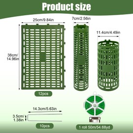 CIEOVO 12Pcs Tree Trunk Protectors, Plastic Tree Guards Protector with U-shaped Nails Tree Tubes Wraps Tree Bark Plant Protector for Saplings Fruit Trees from Deer Animals Trimmers Mowers