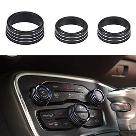 Keptrim Keptrim AC Knobs Air Conditioner Switch Button for 2015-2020 Dodge Challenger Charger Chrysler 300 300s, for 2013-2018 Ram, Black Aluminum, 3pcs
