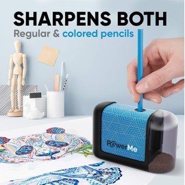 POWERME Battery-Operated Electric Pencil Sharpener for Kids, School, Home, Office - For No. 2 Pencils and Colored Pencils