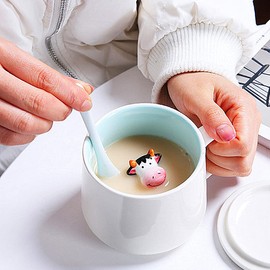 Taza de cerámica con bonitos diseños 3D de animales en el interior, tazas para niños, taza de té, decoración de oficina o cocina