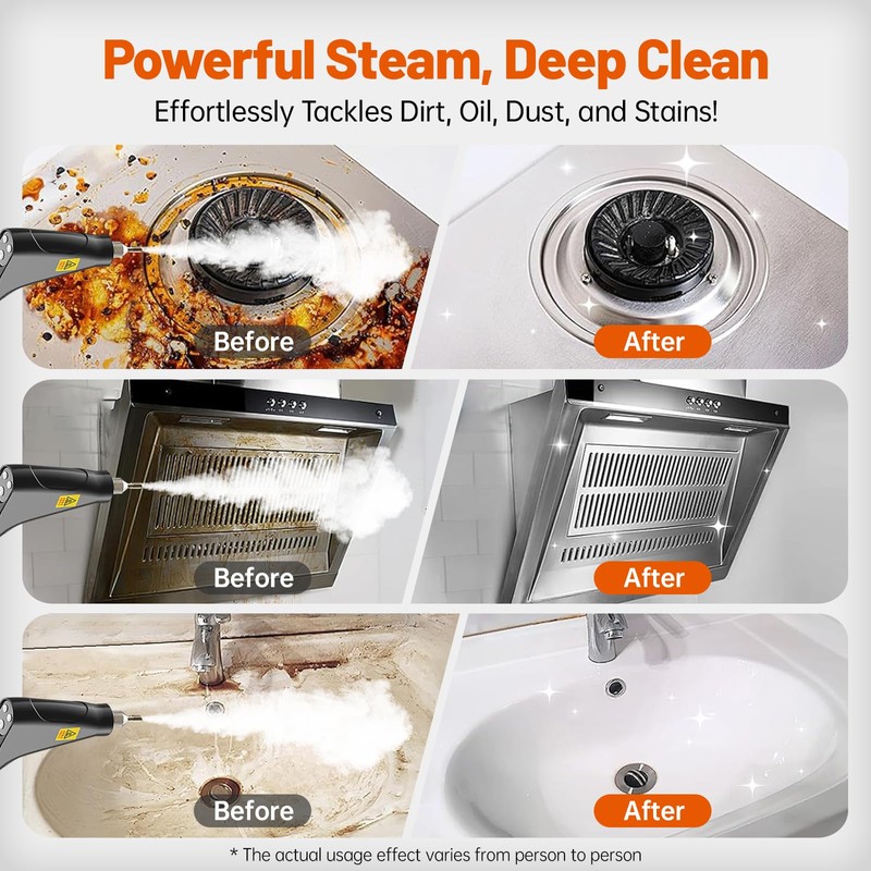 SRGARH Pressurized Handheld Steam Cleaner, Portable Steamer for Cleaning with