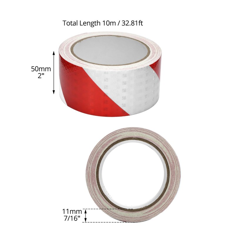 QWORK® Red & White Reflective Tape 2" x 33ft High