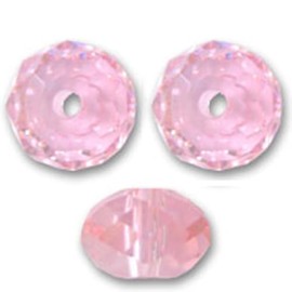 CAIZZA 6PCS X Austrian Crystal Elements 5040 Briolette Bead Rondelle Spacer Light Rose 6mm Dangle for Necklace Earring/Jewelry Making Findings