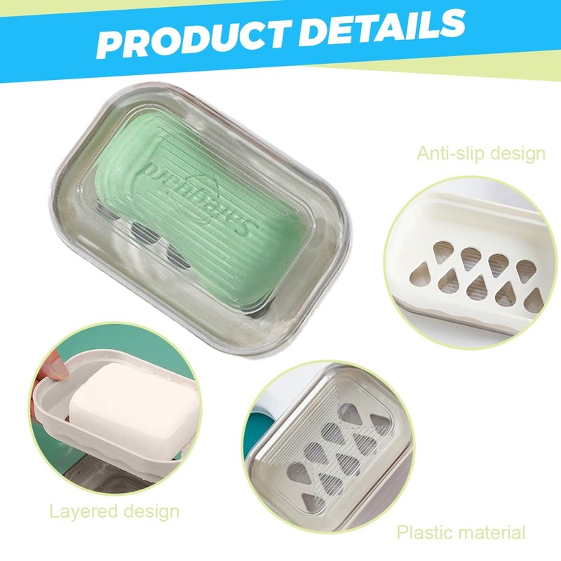 KOLZEMV Foamie Soap Box Travel Waterproof Soap Box with Drain