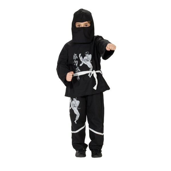 Rubie's 1 2131 116 Ninja Costume, 3 Pieces, Size 116, Black