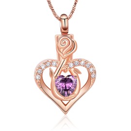 Yinplsmemory Infinity Heart Urn Ashes Necklace for Women Girl Cremation Jewelry Memorial Rose Flower Crystal Heart Urn Locket Ashes Keepsake Necklace