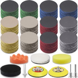 126 Pieces 3 Inch Sanding Disc, GOH DODD Headlight Restoration Kit Hook and Loop Sanding Pads 60 to 10000 Wet Dry Sandpaper with 1/8" and 1/4” Shank, Backing Pad, Polishing Pads and Interface Pad