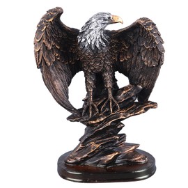 Tyenaza Eagle Statue Animal Sculpture Resin Retro Detailed Bronzed Color Sturdy Base Patriotic Eagle Figurine for Office Family Cafe Living Room