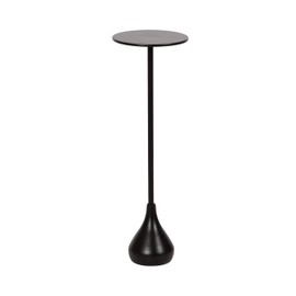 Kate and Laurel Hersi Decorative Modern Pedestal Drink Table; 7 x 7 x 20; Black; Cast Aluminum Mini Table with Teardrop Base for Use as Small Plant Stand or Living Room Martini Table