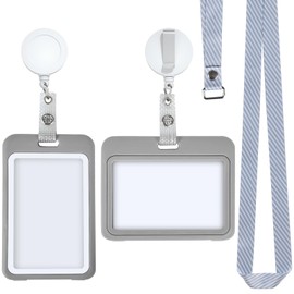 2Pack ID Card Holder with Detachable Lanyard KINGTLE Id Badge Holder Horizontal y Retractable Vertical ID Card,Badge Holders for Student Teacher Nurse Doctor