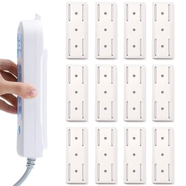 Brelet 12 St1ck Selbstklebender Stanzfreier Sockelhalter, Steckdosenleiste Halterung Power Strip Holder Steckdose Fixierer Wandhalterung St?nder f1r Steckdose Router K1che Organisieren(Wei?)