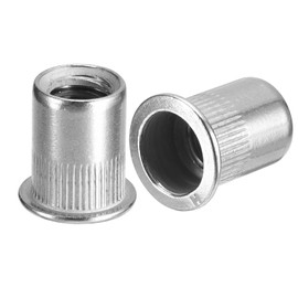 sourcing map 3/8-16 Rivet Nuts, 20pcs 304 Stainless Steel Knurled Flat Head Threaded Insert Nuts for Metal, Plastic