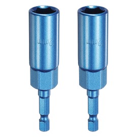 sourcing map 2pcs Nut Driver 12mm Hex Drive Socket CR-V Steel Power Screw Drill Bits Socket Wrench Tools with 1/4" Quick Change Hex Shank for Power Drills Impact Drivers, Blue