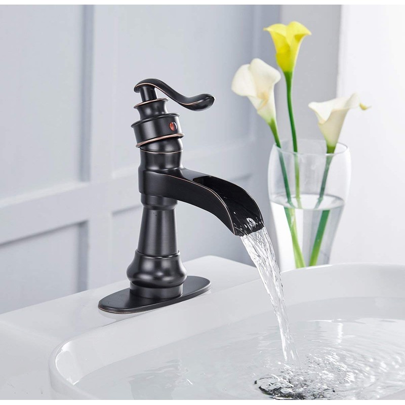 BATHFINESSE Oil Rubbed Bronze Deck Mounted Single-Handle Lavatory Faucet with