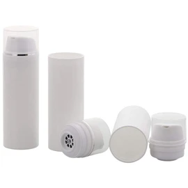 Kosmetex Airless Pump Dispenser 30 ml Silver Stripes Cream Dispenser Lotion and Gel Dispenser for Filling Yourself 3 x 30 ml