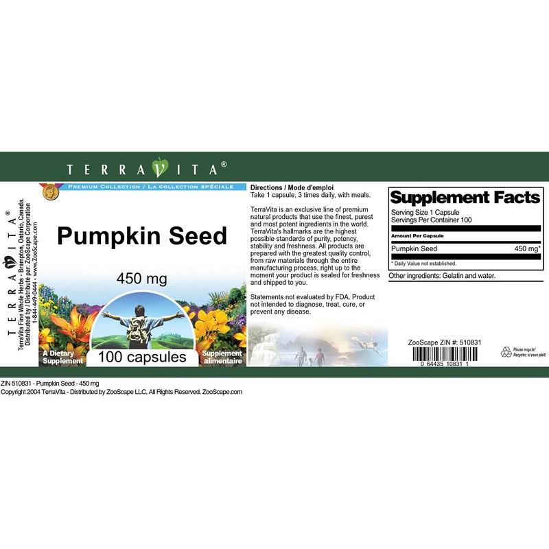 Pumpkin Seed - 450 mg (100 Capsules, ZIN: 510831)