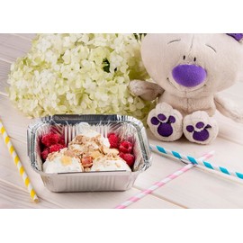 No.1 Aluminium Foil Food Containers with Lids 250ML Catering Containers Takeaway Tubs Cooking Baking Meal Prep Takeout Roasting Freezing Food Storage Foil Pans (250, Rectangular, 100, Foil Container)