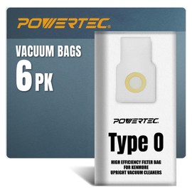 POWERTEC 53294 Type O Vacuum Bags 6 Pack for Kenmore Upright Vacuum Cleaners, Replacement Dust Bag for Upright Vacuums 31140, 31150, BU1005, BU1018 (75060-P2)