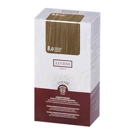 Lucens Permanent Colouration Light Blonde 8.0 - Hair Colour with High Percentage of Natural Ingredients - No Ammonia, No Fragrances, Radiant & Long-Lasting Colour