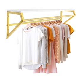ILWorkTLs Wall Mounted Clothes Rack with Top Shelf,Display Garment Rack,Heavy Duty Garment Bar for Home Retail
