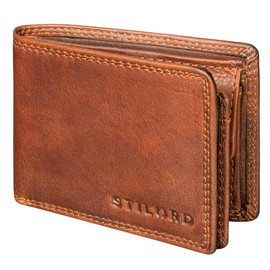 STILORD 'Matteo' RFID Leather Wallet for Men Mini Wallet with Coin Pocket Small Bifold Wallet NFC Blocking | Elegant Gents Leather Wallets | Mens Wallets NFC Blocking, Colour:Kara - Cognac