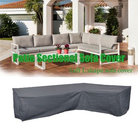 J&C Patio Furniture Covers Left L Shape Patio Sectional Covers Waterproof Outdoor Sofa Cover Heavy Duty 420D Patio Sectional Sofa Cover Outdoor Furniture Covers Grey Sectionals 106x79 Inch