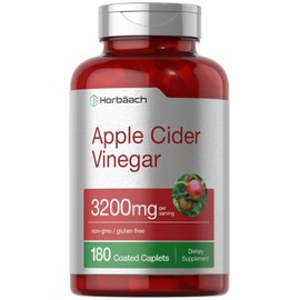 Horbäach Apple Cider Vinegar Caplets 3200mg | 180 Pills | Vegetarian, Non-GMO & Gluten Free Supplement